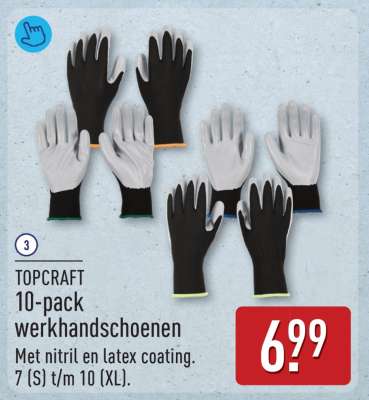 TOPCRAFT 10-pack werkhandschoenen