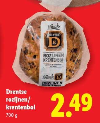 Drentse rozijnen krentenbol