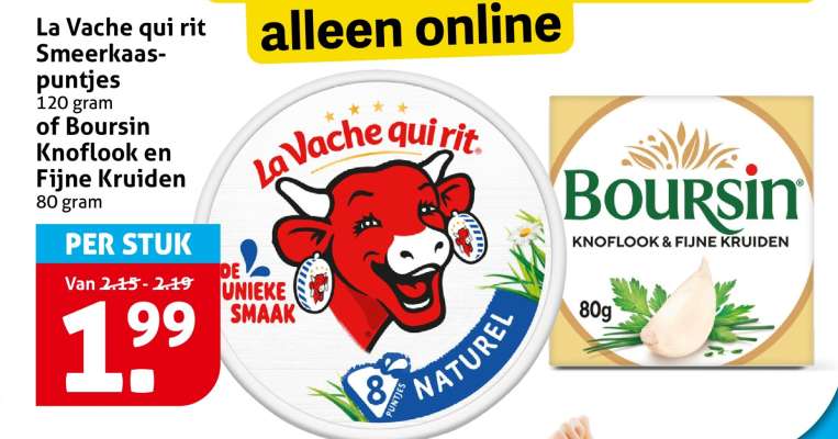 La Vache qui rit Smeerkaaspuntjes of Boursin Knoflook en Fijne Kruiden