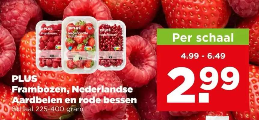 PLUS Frambozen, Nederlandse Aardbeien en rode bessen