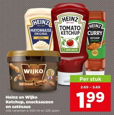 Heinz en Wijko Ketchup, snacksauzen en satésaus