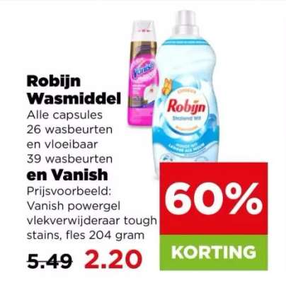 Robijn Wasmiddel en Vanish