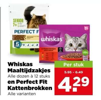 Whiskas Maaltijdzakjes en Perfect Fit Kattenbrokken