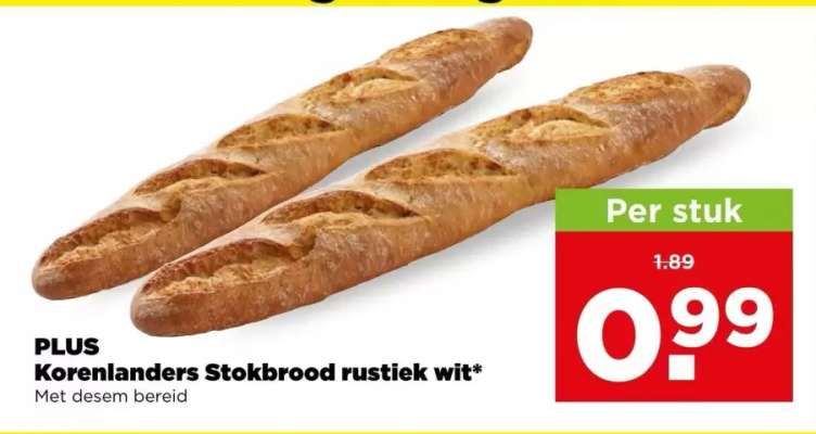 PLUS Korenlanders Stokbrood rustiek wit