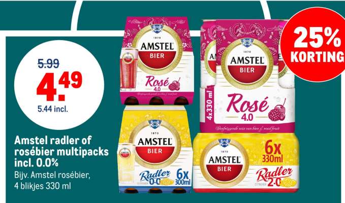 Amstel radler of rosébier multipacks incl. 0.0%