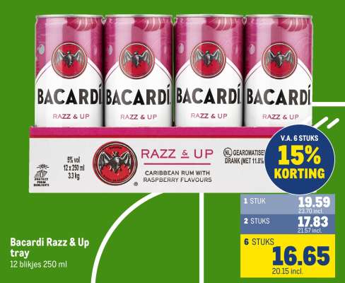 Bacardi Razz & Up tray