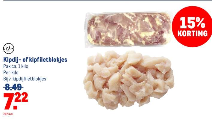 Kipdij- of kipfiletblokjes