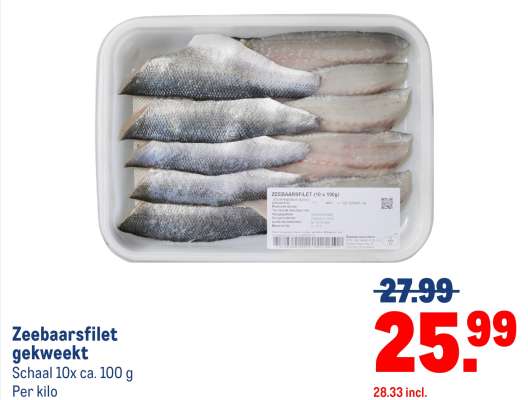 Zeebaarsfilet gekweekt