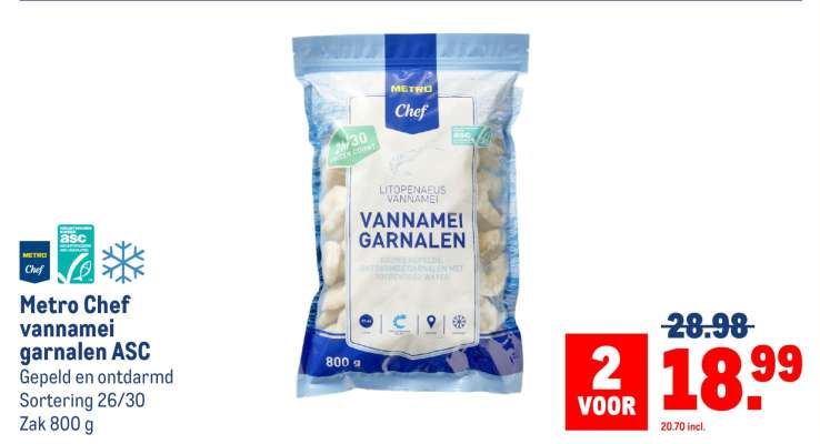 Metro Chef Vannamei garnalen ASC