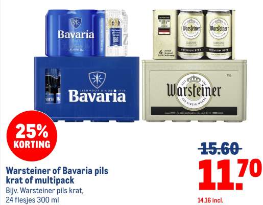 Warsteiner of Bavaria pils krat of multipack