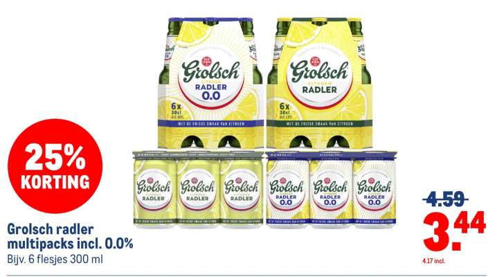 Grolsch radler multipacks incl. 0.0%