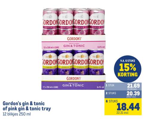 Gordon's gin & tonic of pink gin & tonic tray