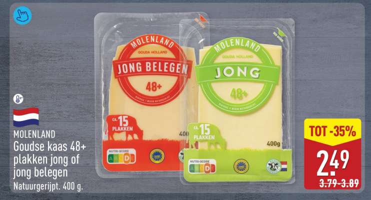 MOLENLAND Goudse kaas 48+ plakken jong of jong belegen
