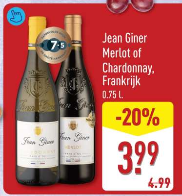 Jean Giner Merlot of Chardonnay, Frankrijk
