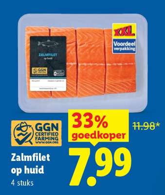 Zalmfilet op huid