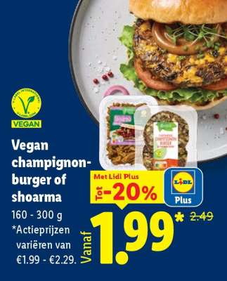 Vegan champignon-burger of shoarma
