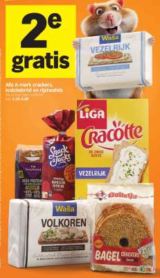 Alle A-merk crackers, knäckebröd en rijstwafels