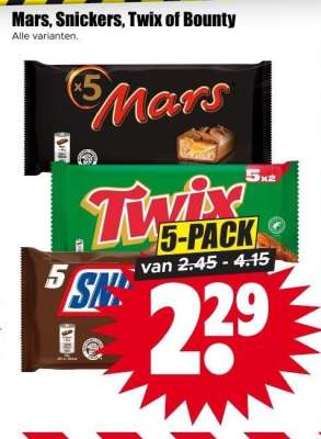 Mars, Snickers, Twix of Bounty