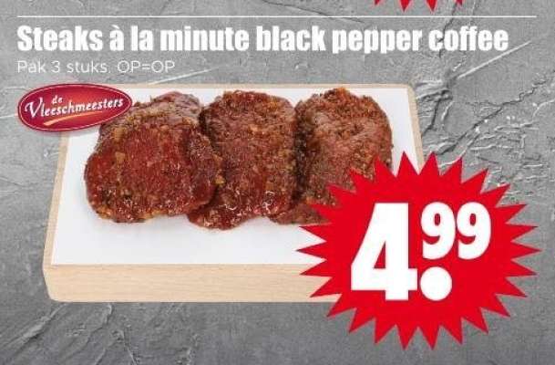Steaks à la minute black pepper coffee