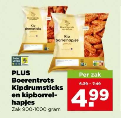 PLUS Boerentrots Kipdrumsticks en kipborrelhapjes