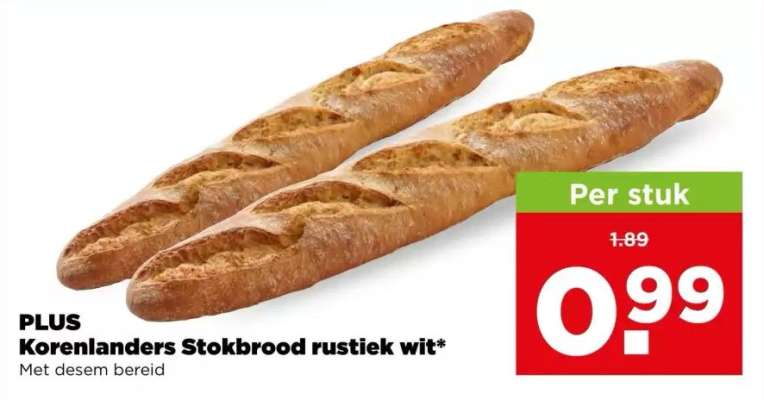 PLUS Korenlanders Stokbrood rustiek wit