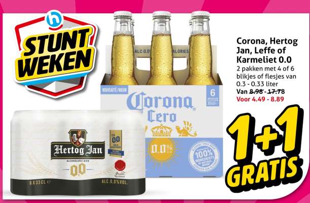 Corona, Hertog Jan, Leffe of Karmeliet 0.0