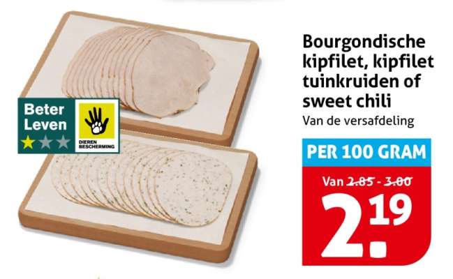 Bourgondische kipfilet, kipfilet tuinkruiden of sweet chili