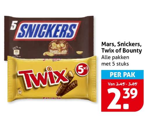 Mars, Snickers, Twix of Bounty