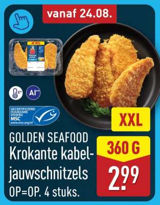GOLDEN SEAFOOD Krokante kabeljauwschnitzels