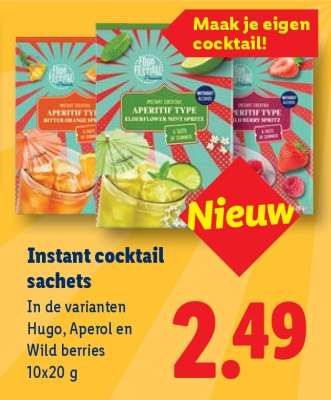 Instant cocktail sachets