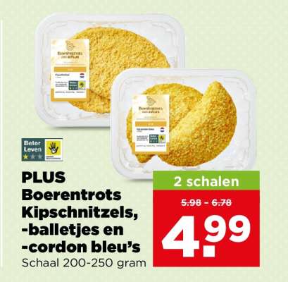 PLUS Boerentrots Kipschnitzels, -balletjes en -cordon bleu’s