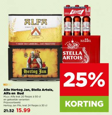 Alle Hertog Jan, Stella Artois, Alfa en Bud
