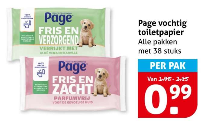 Page vochtig toiletpapier
