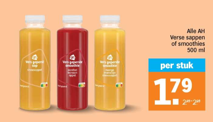 Alle AH Verse sappen of smoothies 500 ml