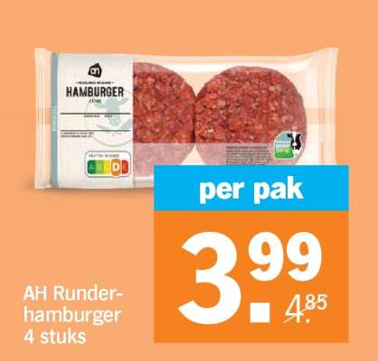 AH Runderhamburger 4 stuks