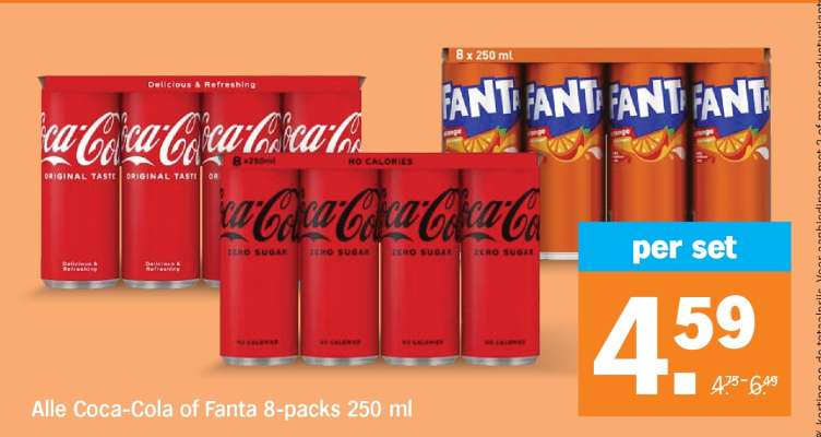 Alle Coca-Cola of Fanta 8-packs 250 ml