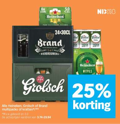 Heineken, Grolsch of Brand multipacks of kratten