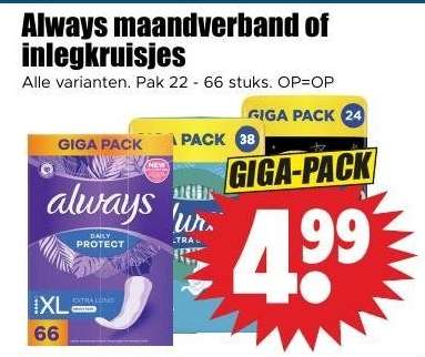 Always Maandverband of inlegkruisjes