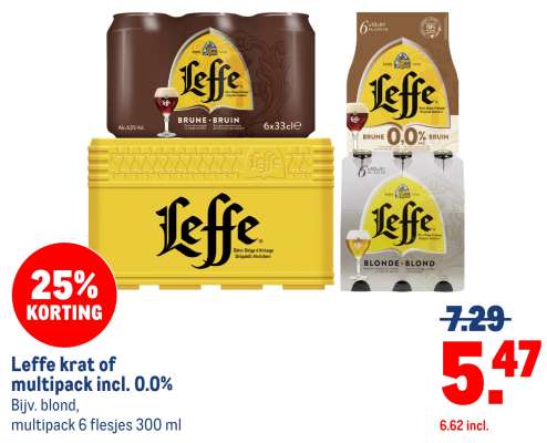 Leffe krat of multipack incl. 0.0%
