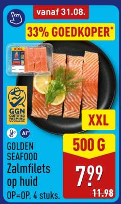 GOLDEN SEAFOOD Zalmfilets op huid
