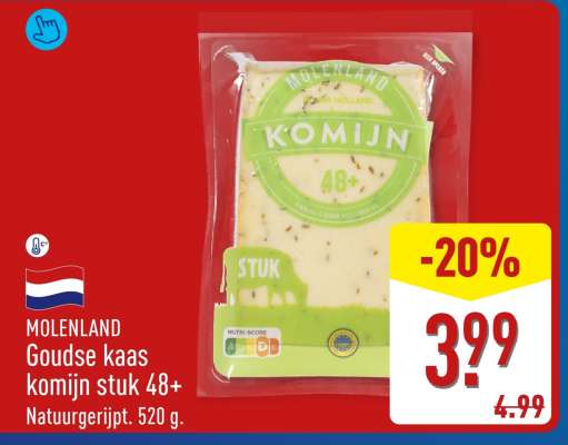 MOLENLAND Goudse kaas komijn stuk 48+
