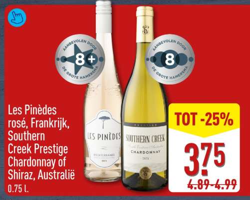 Les Pinèdes rosé, Frankrijk, Southern Creek Prestige Chardonnay of Shiraz, Australië