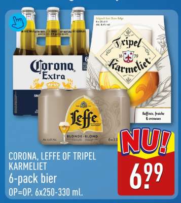 CORONA, LEFFE OF TRIPEL KARMELIET