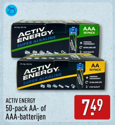 ACTIV ENERGY 50-pack AA- of AAA-batterijen