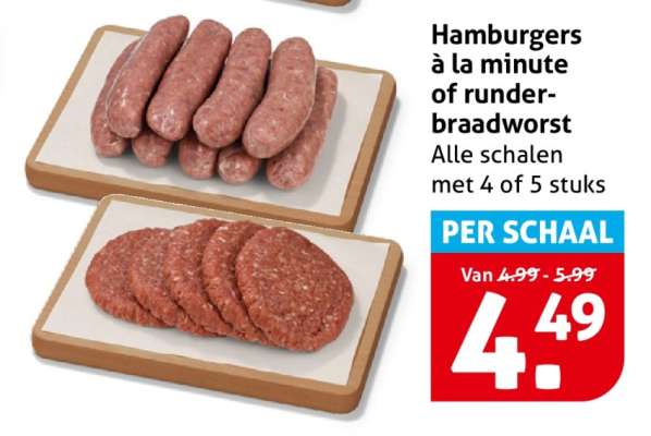 Hamburgers à la minute of Runder-braadworst
