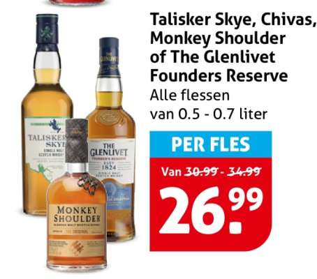 Talisker Skye, Chivas, Monkey Shoulder of The Glenlivet Founders Reserve