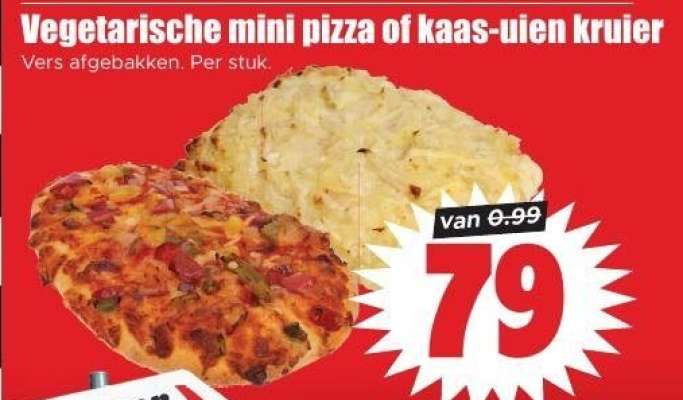 Vegetarische mini pizza of kaas-uien kruier
