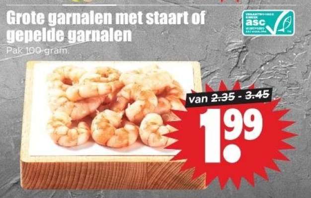 Grote garnalen met staart of gepelde garnalen