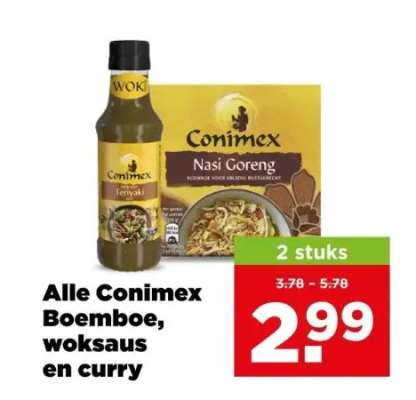 Conimex Boemboe, woksauce en curry