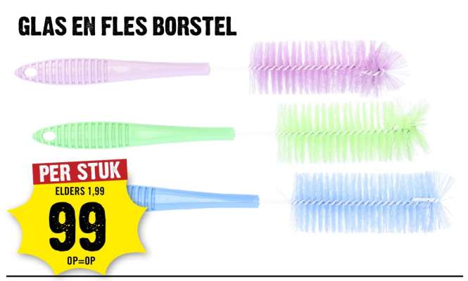 GLAS EN FLES BORSTEL